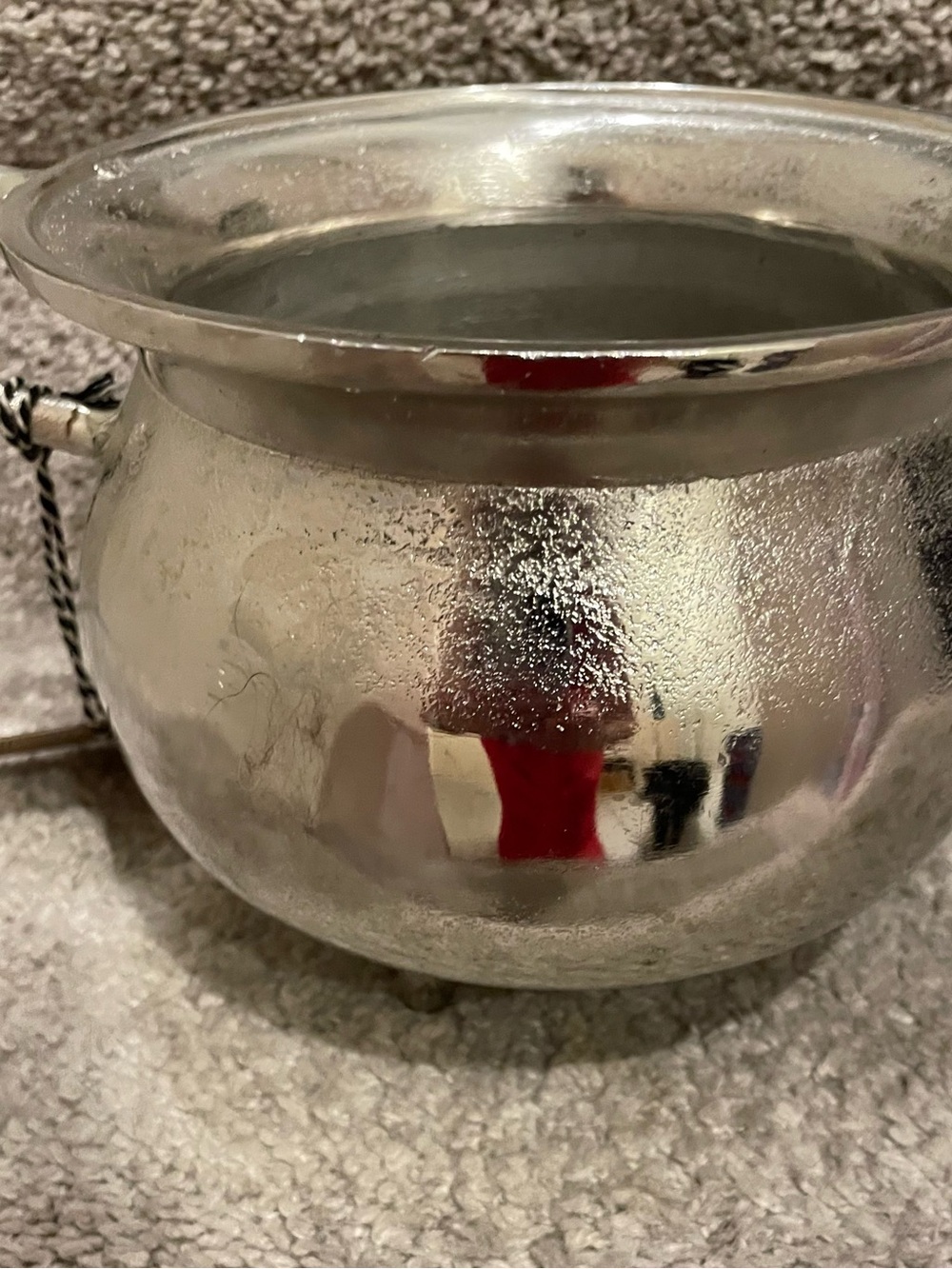 Polished Silver Serving Pot with Decorative Handle